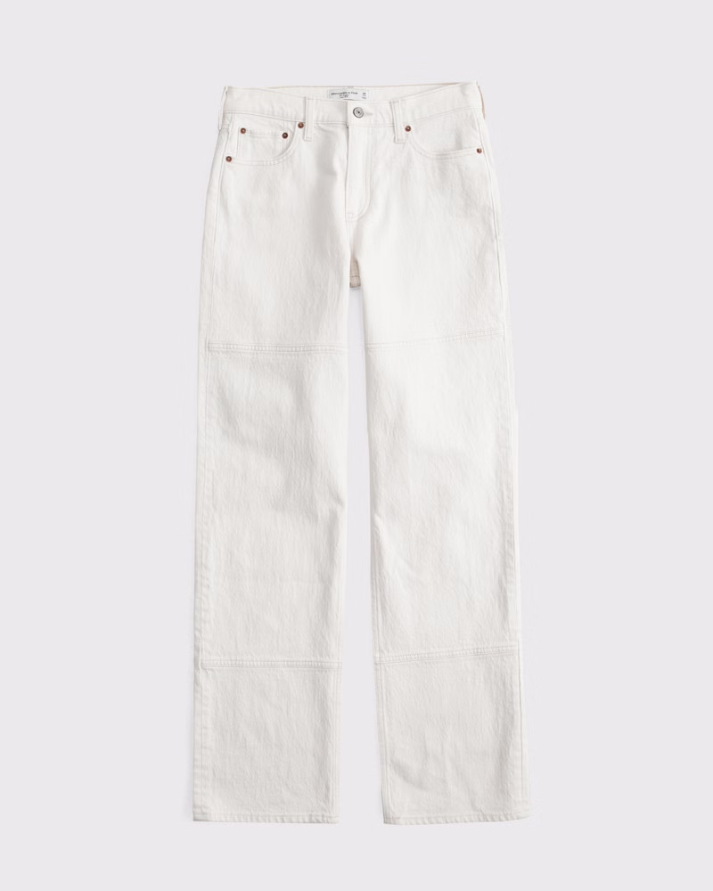 Abercrombie & Fitch Women's Low Rise Baggy Jean in Cream - Size 34 SHORT | Abercrombie & Fitch (US)