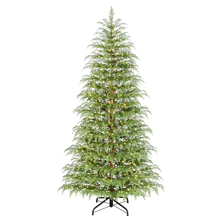 5FT Pre-Lit Green Cypress Artificial Christmas Tree with 200 Warm White Twinkle LED Lights, by LE... | Walmart (US)