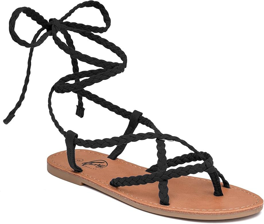 Trary Braided Lace Up Sandals, Cute Tie Up Summer Sandals, Casual Open Toes Wedding Bride Sandals... | Amazon (US)