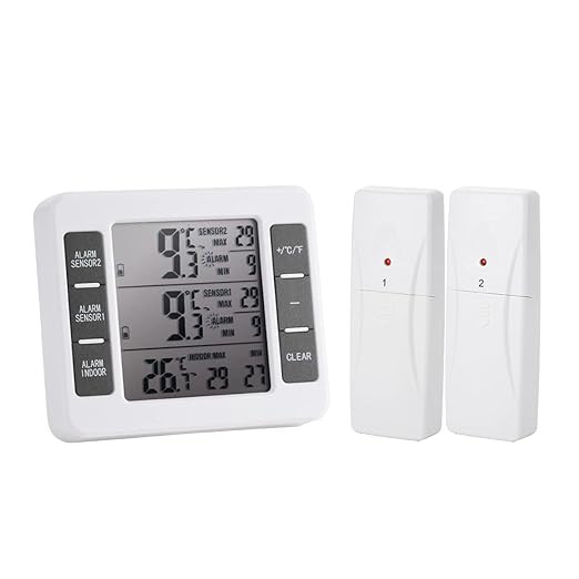 Locisne Freezer Alarm with Audible Alarm and 2 Wireless Sensors, Indoor Outdoor Refrigerator Ther... | Amazon (US)