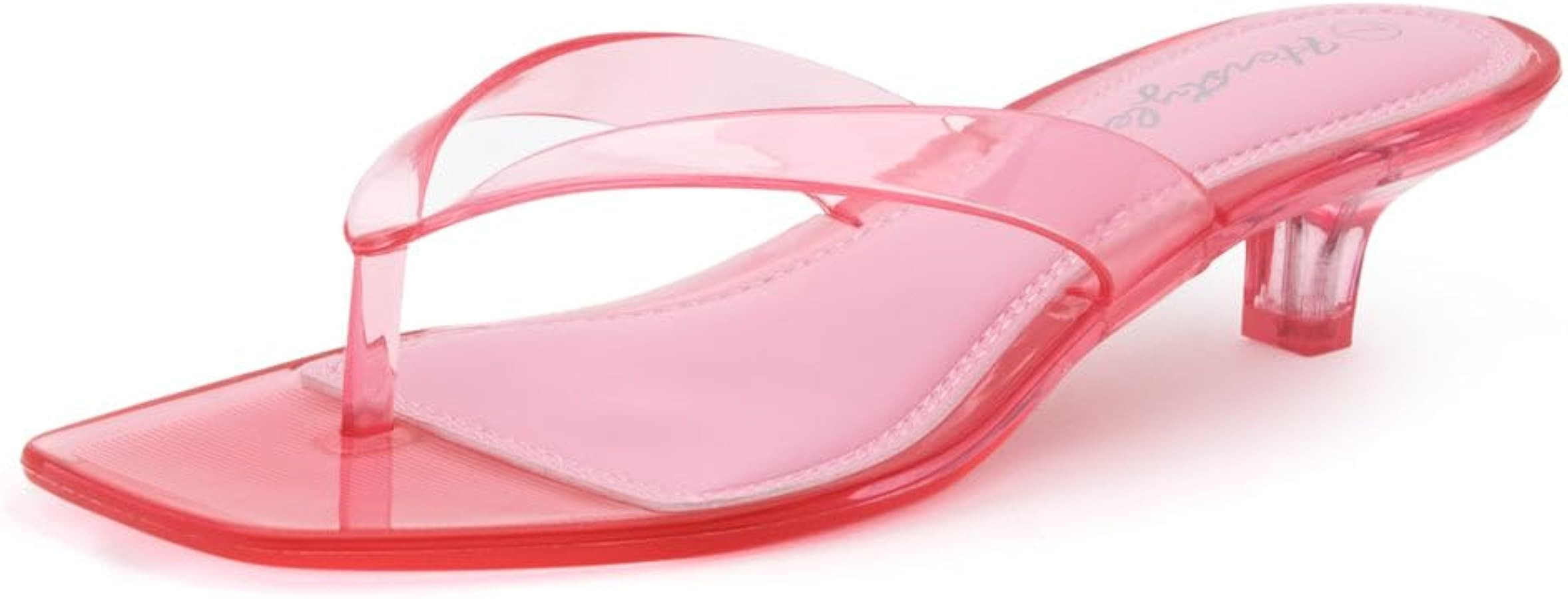 Herstyle Women’s Kitten Heels Clear Jelly Slides, Square Toe Thong Flip Flop, 1.5 Inch Low Heel... | Amazon (US)