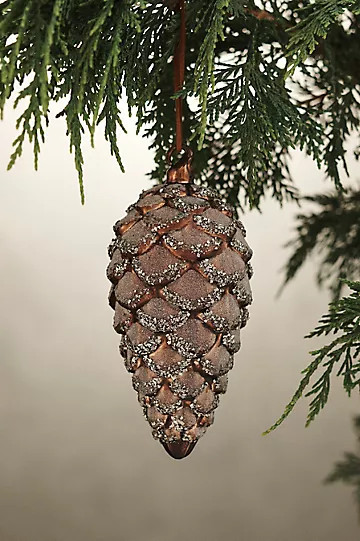 Iced Glitter Pinecone Glass Ornament | Anthropologie (US)