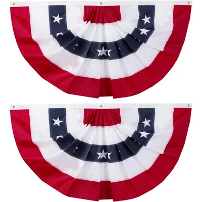 USA Patriotic Nylon Bunting Pleated Flag, 2 Sided, Embroidered Stars, Sewn Stripes, Grommets- July 4Th American Flag Decor Outdoor Use- Inside Outside | Wayfair North America