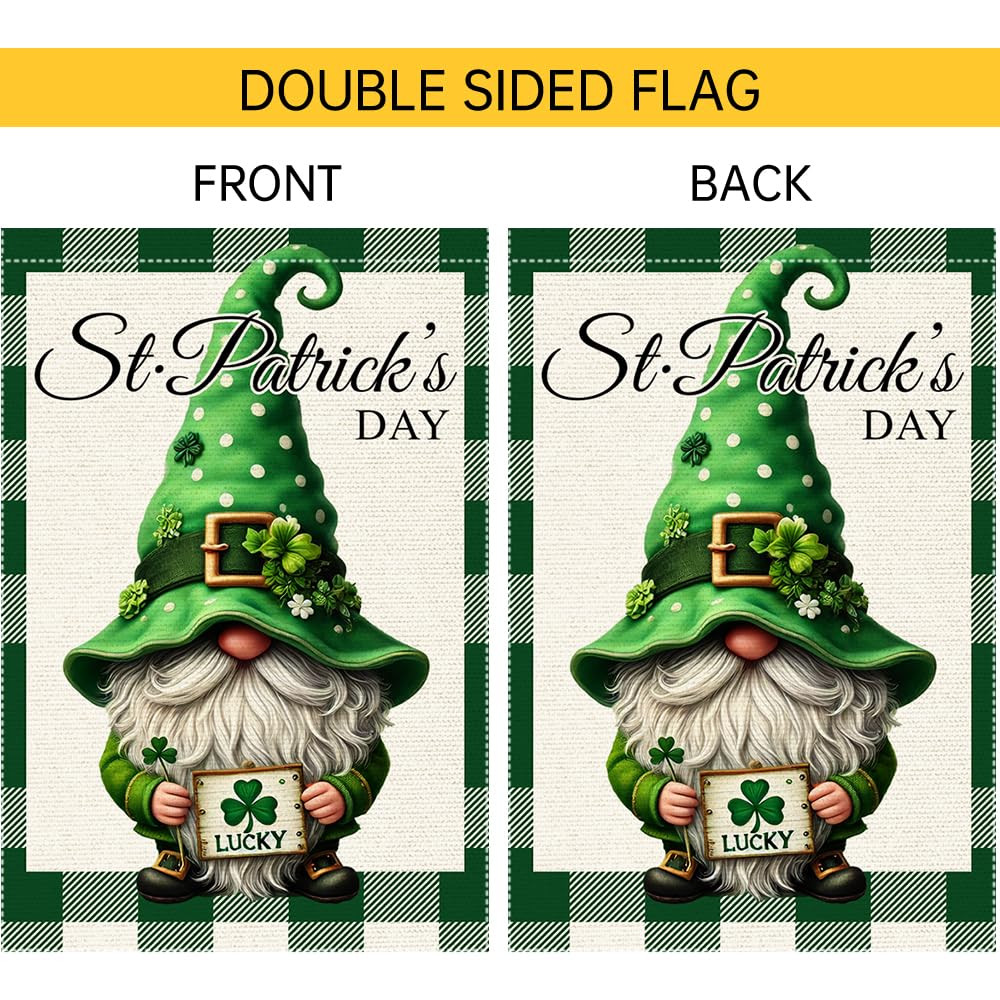 St. Patrick's Day Garden Flag 12x18 Inch Burlap Double Sided Gnome Leprechaun Hat St Patricks Fla... | Amazon (US)