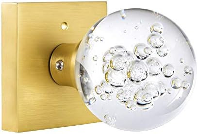 HIEMEY Glass Door Knobs Interior, Crystal Door Knobs with Lock, Privacy Gold Door Knob for Bedroo... | Amazon (US)