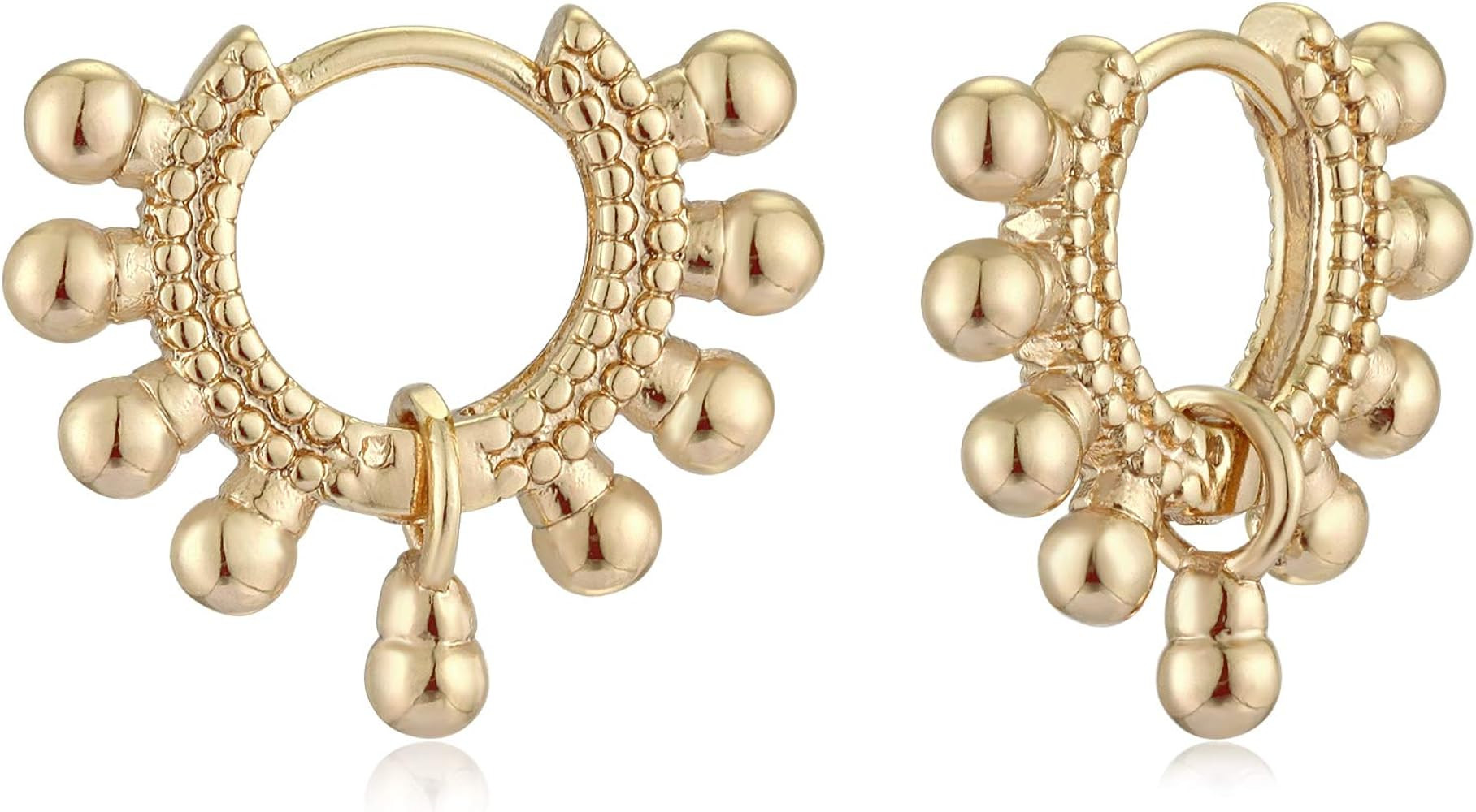 Gold Dainty Huggie Hoop Earring,14K Gold Plated Cute Tiny Drop Ball Hoop Earrings for Women | Amazon (US)
