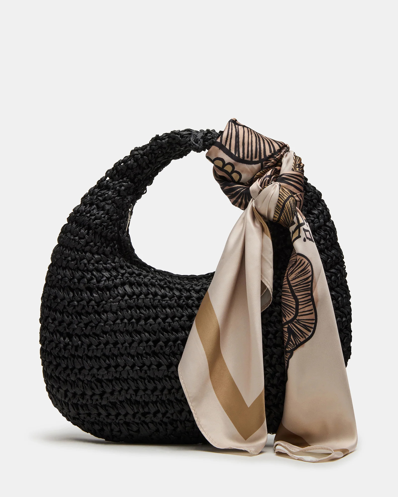 DAENRYS Bag Black | Women's Crescent Shaped Straw Shoulder Bag | Steve Madden (US)