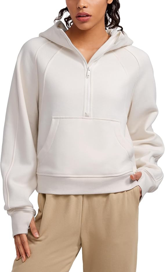 CRZ YOGA Womens Fleece Lined Half Zip Hoodies Pullover Oversized Long Sleeve Casual Workout Sweat... | Amazon (US)
