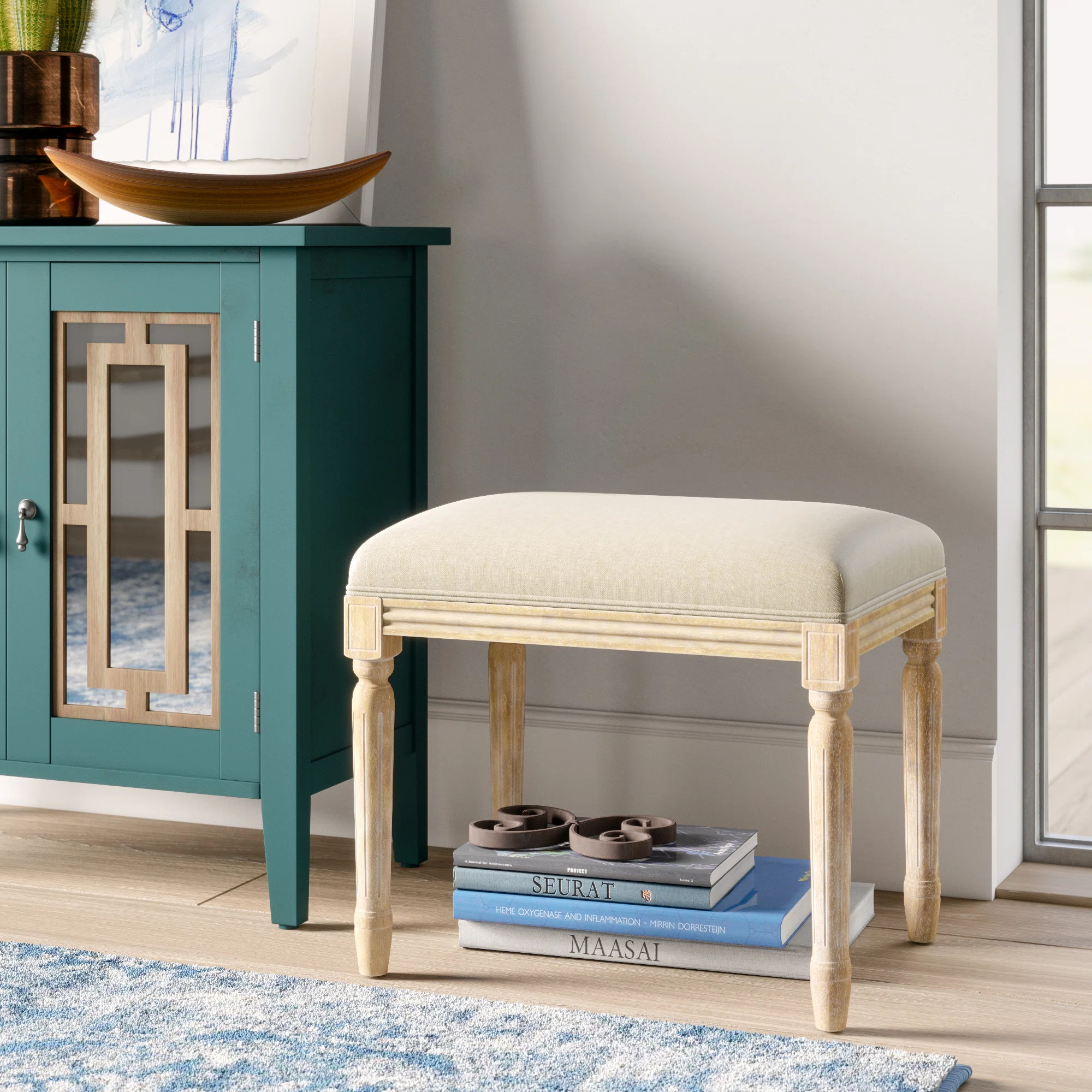 Mistana™ Glenoe Solid Wood Accent Stool & Reviews | Wayfair | Wayfair North America