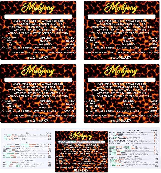 Faccito 4 Pcs Mahjong Line Finder and Card Guide Tortoiseshell Mahjong Line Reader with Rules for... | Amazon (US)