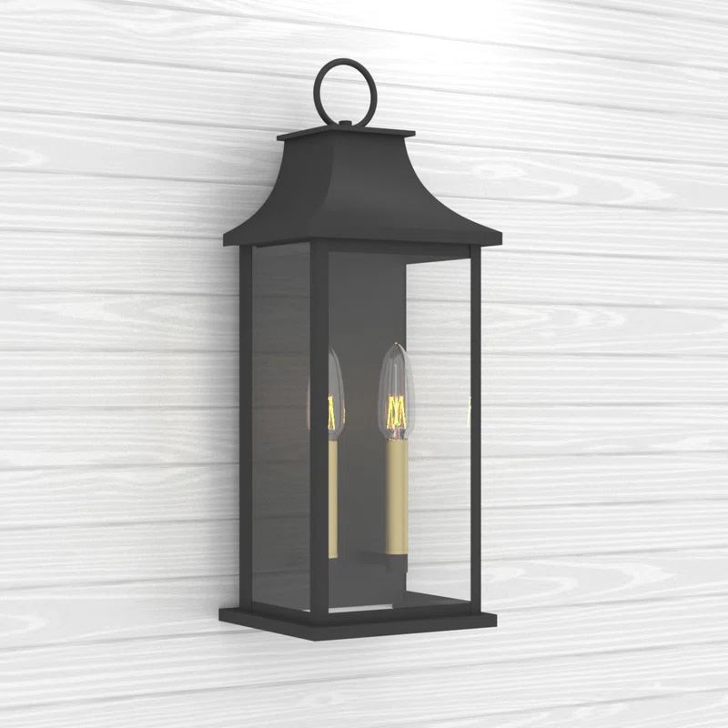 Alletta Dimmable Black Metal Cage Glass Wall Light | Wayfair North America