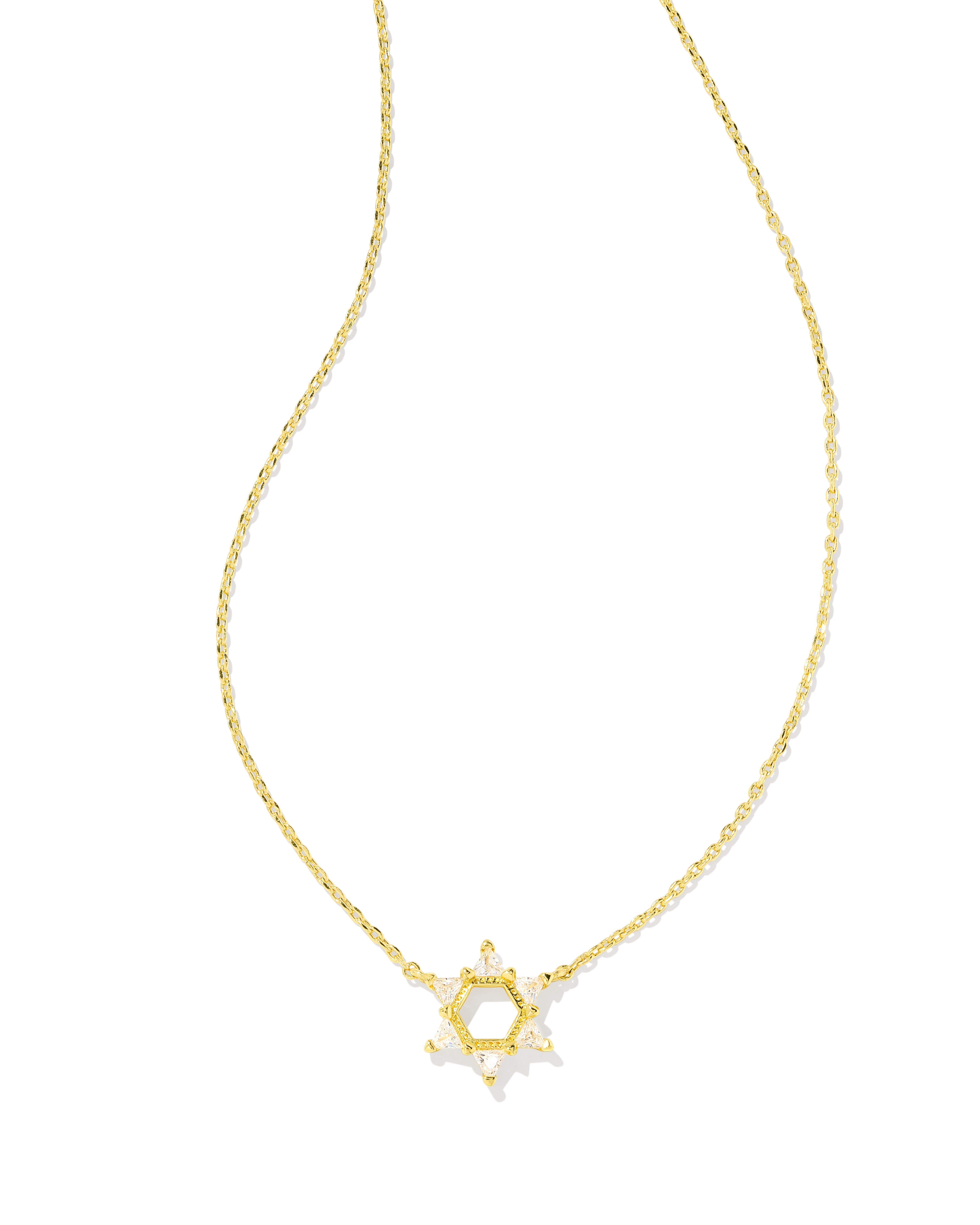 Star of David Silver Crystal Short Pendant Necklace in White Crystal | Kendra Scott