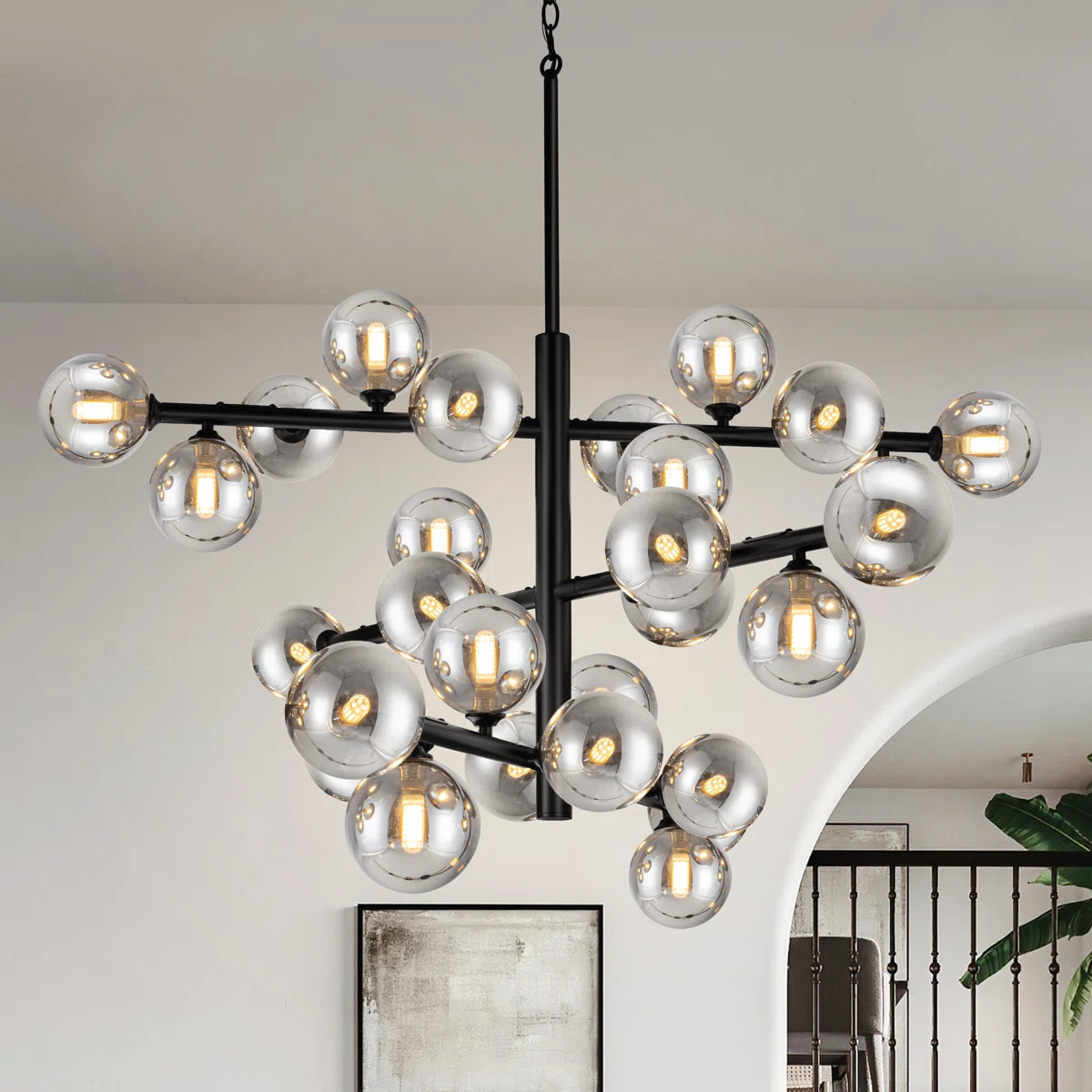 30-Light Dimmable Mid-Century Modern Bubble Glass Sputnik Chandelier | Wayfair North America