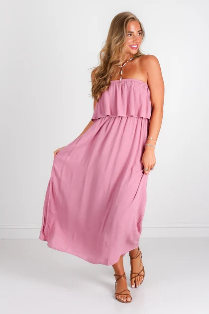 Great Days Ahead Light Rose Strapless Maxi Dress | The Willow Tree