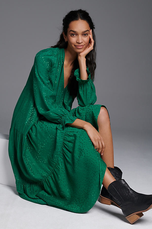 Wendy Tiered Maxi Dress By Maeve in Green Size XL P | Anthropologie (US)