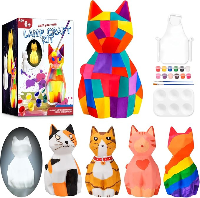 Stocking Stuffers for Kids: Arts and Crafts for Kids Ages 6-12 - Paint Your Own Lamp Craft Kit Ar... | Amazon (US)