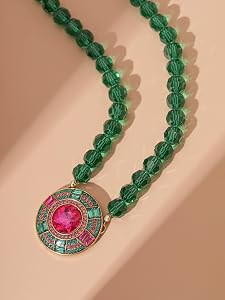 OJERRY Byzantine Medieval Statement Sparkling Gemstone Chunky Bib Charm Cluster Necklace for Wome... | Amazon (US)