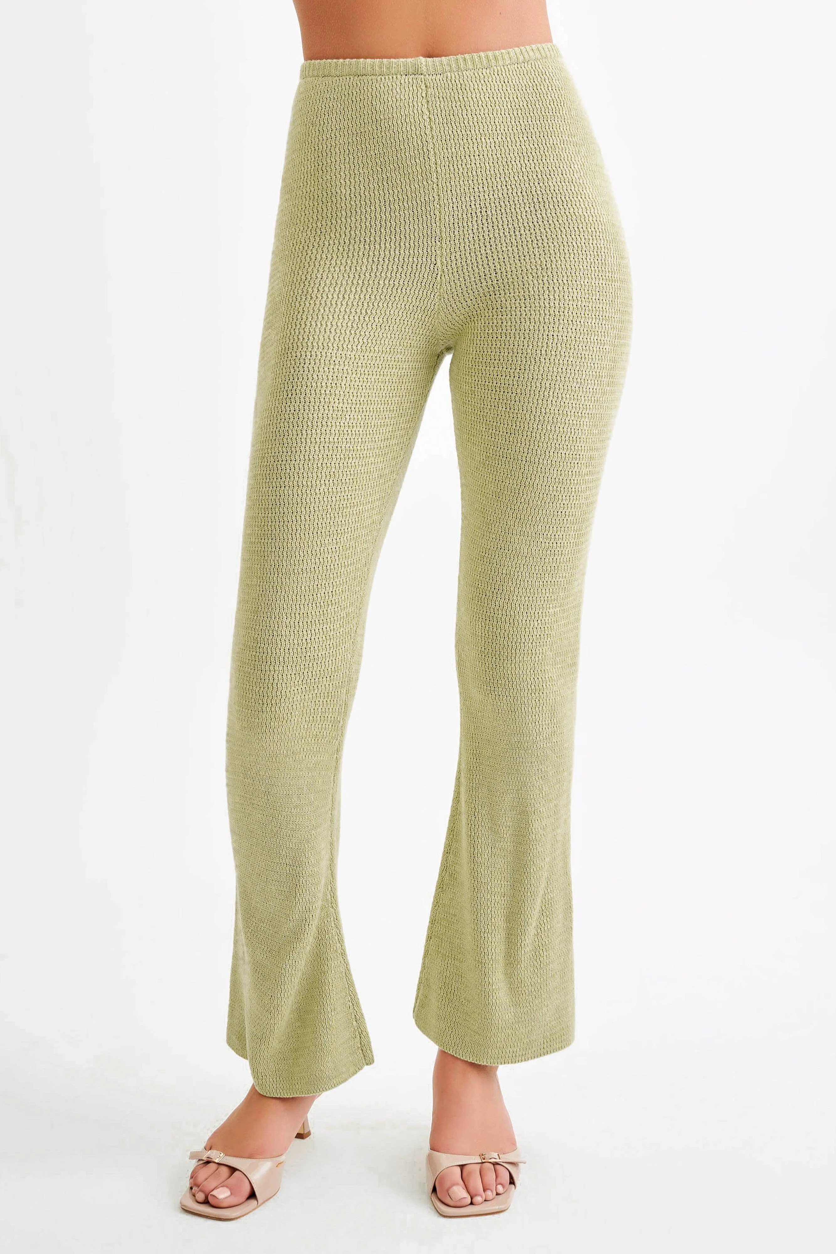 Straight Leg Knit Pant - Pastel Green | MESHKI US