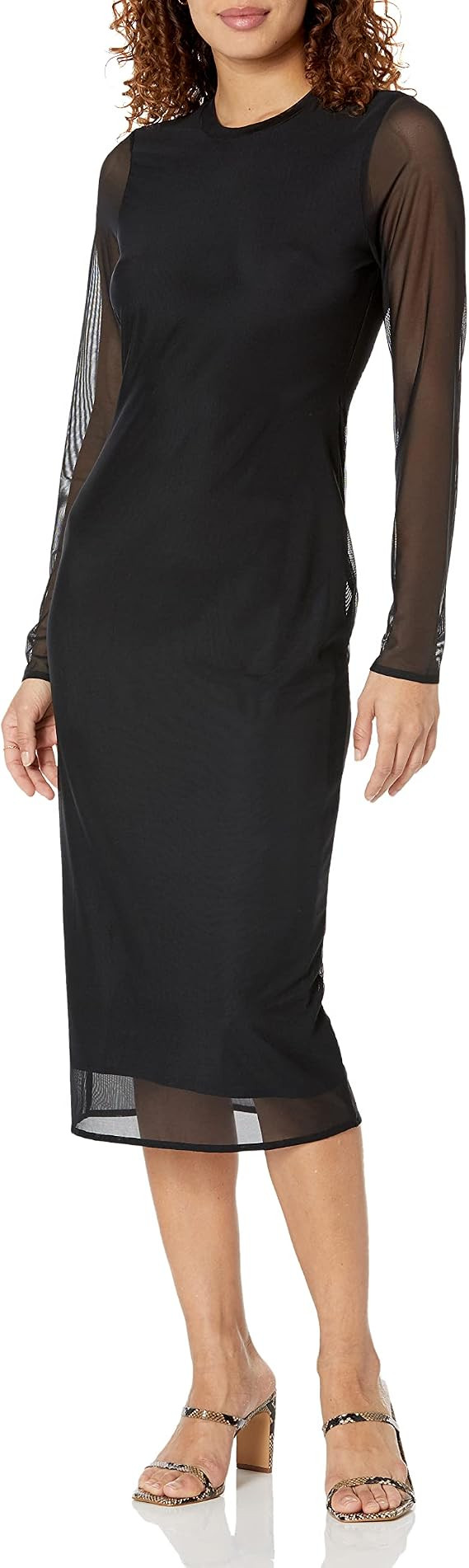 The Drop Women's Gene Mesh Long-Sleeve Midi Dress with Open-Back | Amazon (US)