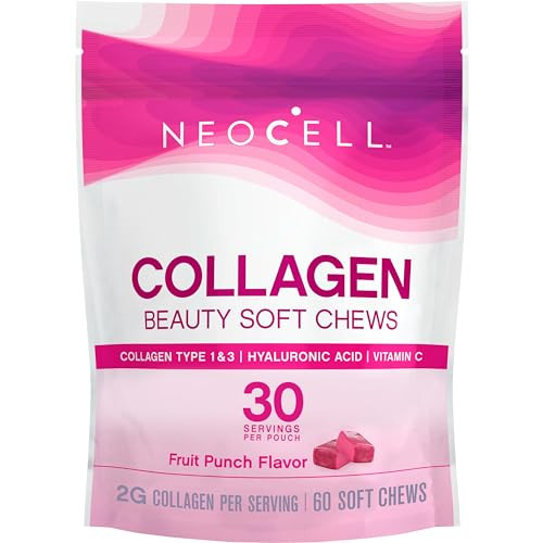 NeoCell Collagen Beauty Soft Chews with Vitamin C and Hyaluronic Acid, For Hair, Skin and Nail Health, Fruit Punch, Soft Chews, 60 Count, 1 Bag | Amazon (US)