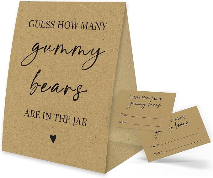How Many Gummy Bears Baby Shower Game, 1 Sign and 50 Guessing Cards, Baby Shower Candy Guessing G... | Amazon (US)