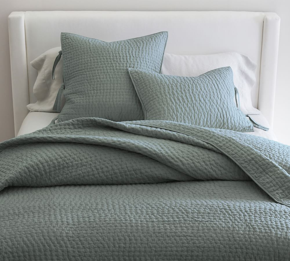 Pick-Stitch Handcrafted Cotton/Linen Quilt | Pottery Barn (US)