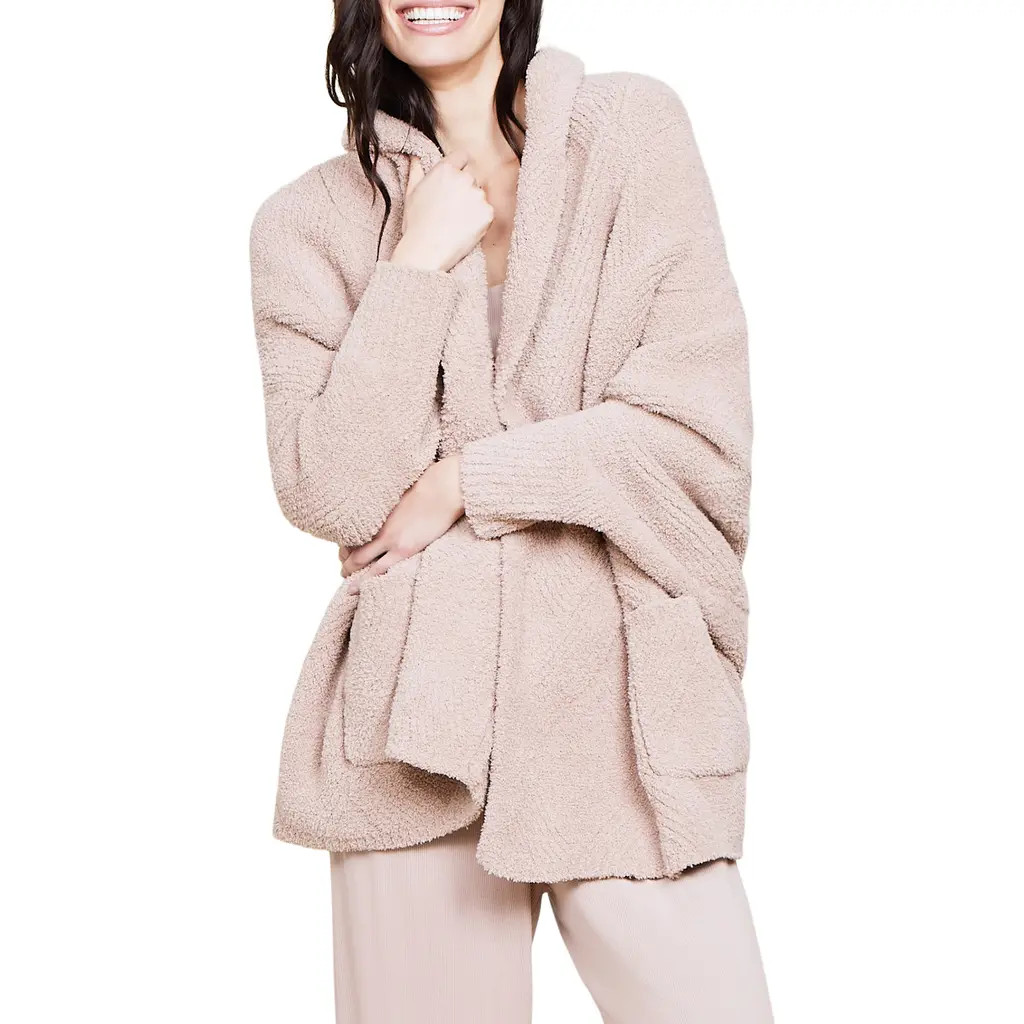 barefoot dreams CozyChic® Cable Knit Blanket Wrap in Willow at Nordstrom | Nordstrom