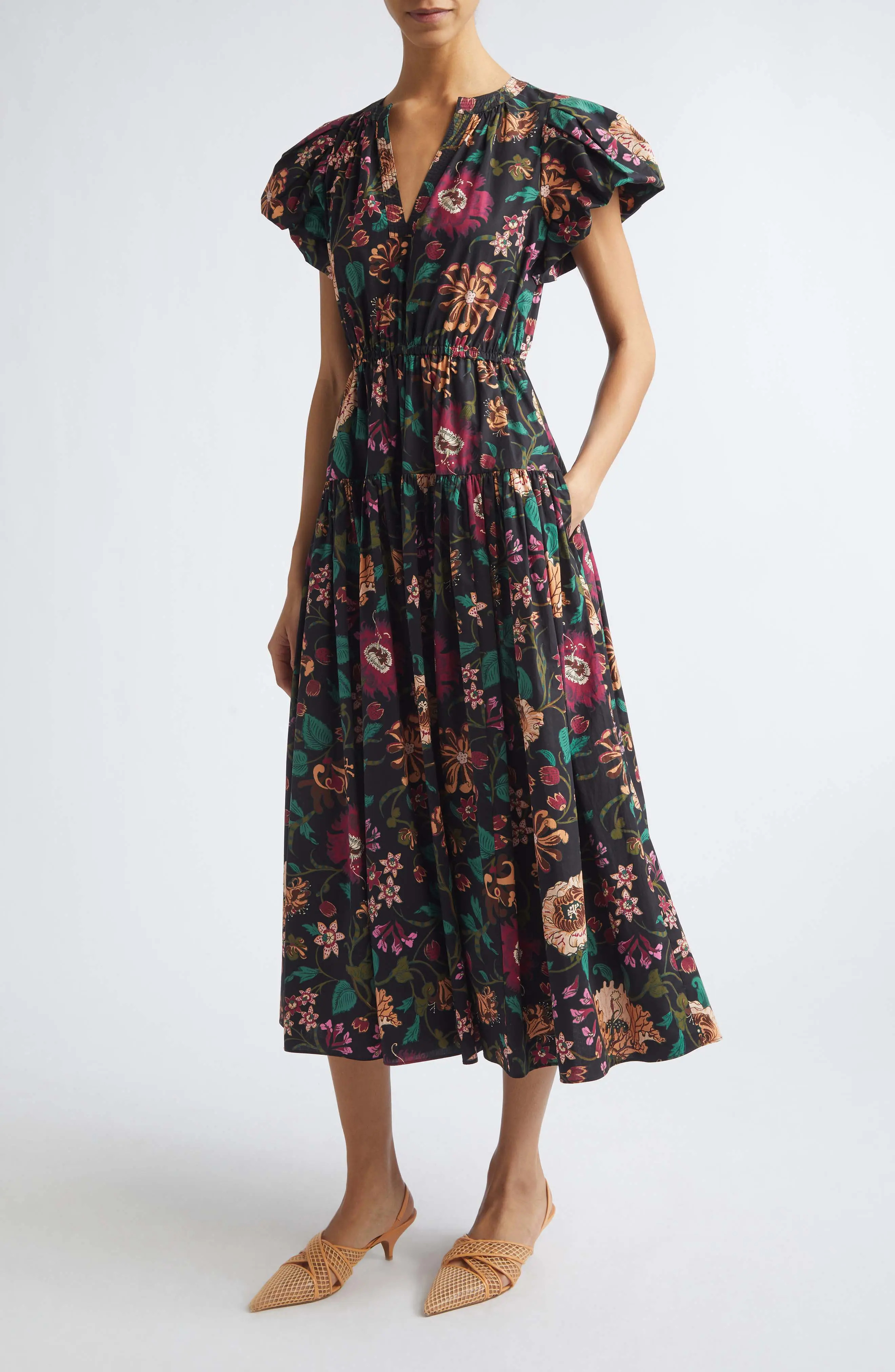 Ulla Johnson Marin Floral Cotton Midi Dress (Women) | Nordstrom | Nordstrom