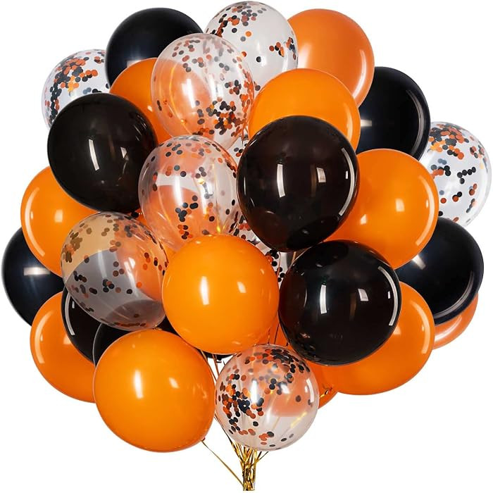 Orange and Black latex Balloons Orange Black Confetti Balloon\u2013 Pack of 50,Party helium ballo... | Amazon (US)