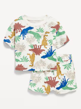 Unisex Printed Thermal-Knit Pocket T-Shirt and Shorts Set for Baby | Old Navy (US)