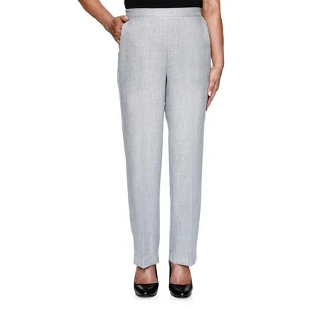 Alfred Dunner Womens Women'S Lightweight Texture Mid Rise Regular Fit Straight Leg Short Length Pant | Walmart (US)