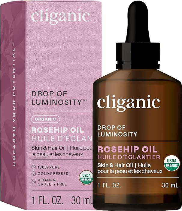 Cliganic Organic Rosehip Seed Oil for Face, 100% Pure | Natural Cold Pressed Unrefined Non-GMO | ... | Amazon (US)