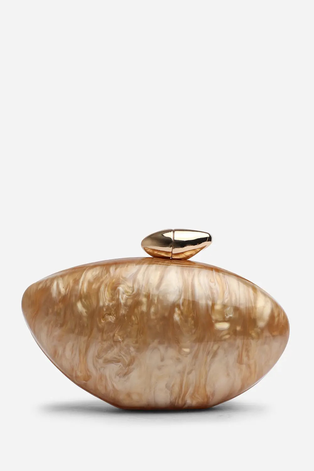 Gold Where's That From Benna Marble Acrylic Clutch In Dark Brown | Debenhams | Debenhams UK
