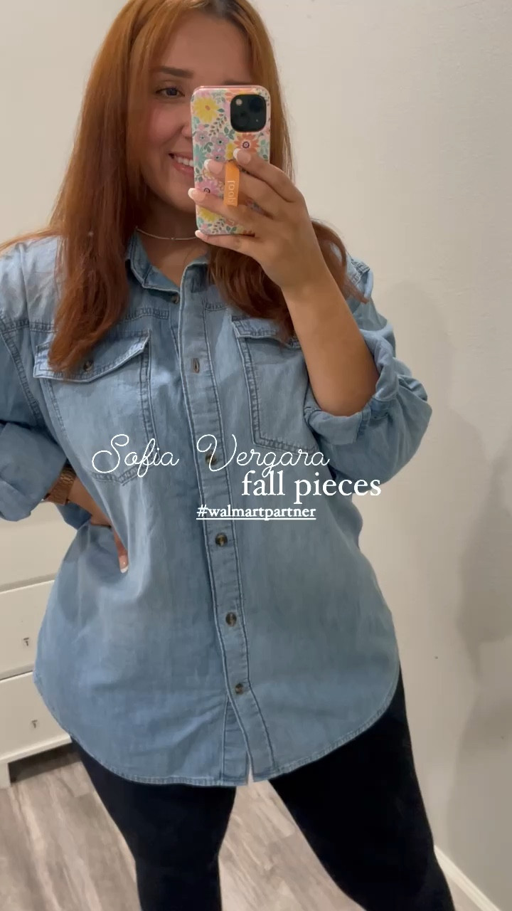 Comment FALL & I’ll send you links! 
Partnering with Walmart to share beautiful pieces from Sofia Vergara Walmart 🌟 

I’m wearing M in dress, L in oversized denim shirt & Vest, 2xl in body suit #walmartpartner @walmartfashion @sofiavergara 

#LTKSeasonal #LTKMidsize #LTKFallSale