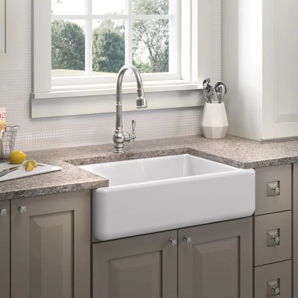 Whitehaven® 33" x 22" Self-Trimming Under-Mount Single-Bowl Kitchen Sink with Tall Apron | Wayfair North America