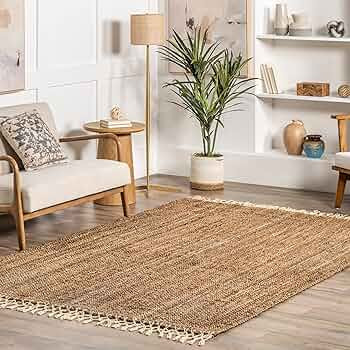 nuLOOM Raleigh Hand Woven Wool Area Rug, 6 ft x 9 ft, Natural | Amazon (US)