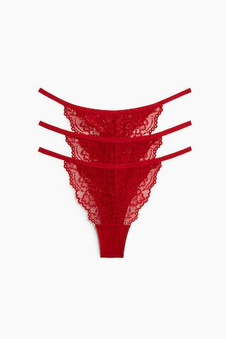 H & M - 3-pack Lace Thong Briefs - Red | H&M (US + CA)