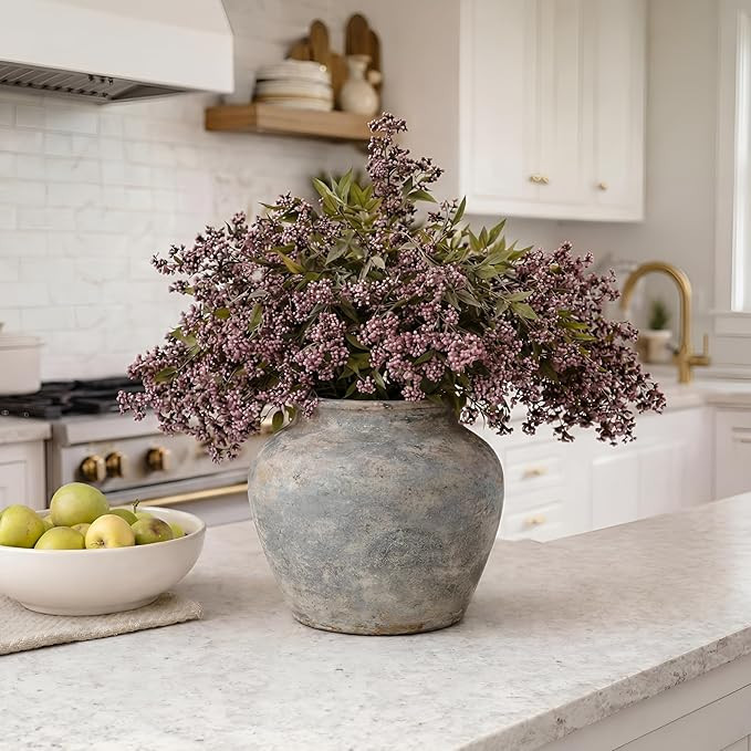 3 Pcs 43 Inch Dusty Plum Berry Stem Artificial Spring Faux Sedum Stem Spray Flowers Realistic Flo... | Amazon (US)