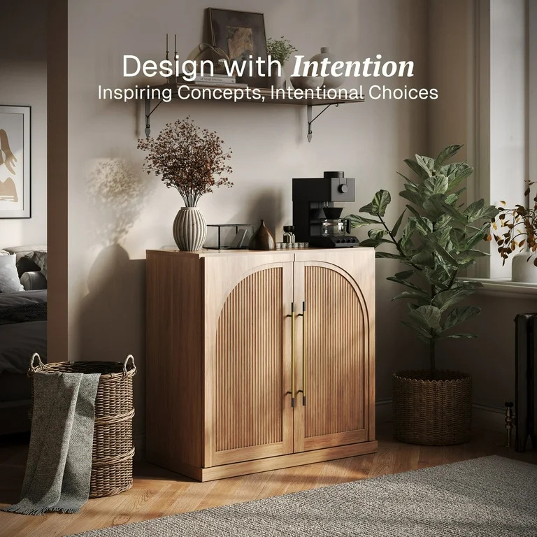 BELLEZE Modular Sideboard with Double-Arc Wood Doors, Small Arched Buffet Cabinet with Storage an... | Walmart (US)