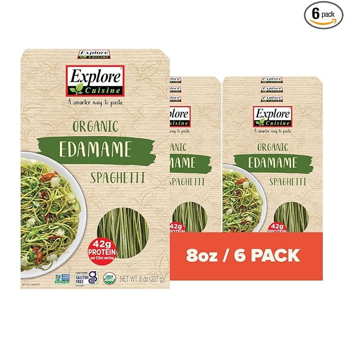 Explore Cuisine Organic Edamame Spaghetti - Pack of 6 (8 oz) - Easy-to-Make Gluten Free Pasta - H... | Amazon (US)