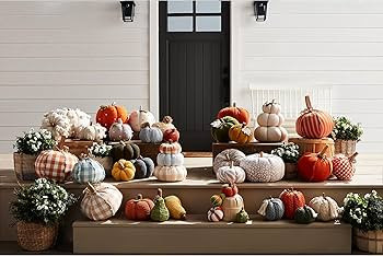 Mud Pie Taupe, 8" x 6" Dotted Stuffed Pumpkin, Gray | Amazon (US)