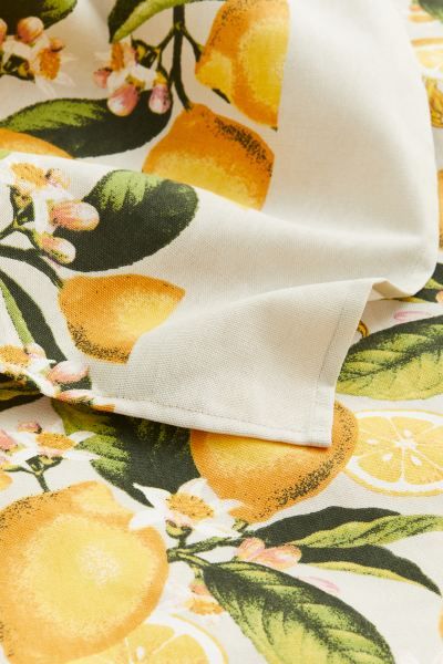 Wipeable Tablecloth - White/lemons - Home All | H&M US | H&M (US + CA)