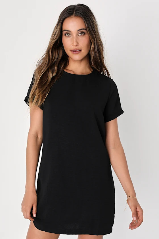 Shift and Shout Black Shift Dress | Lulus (US)