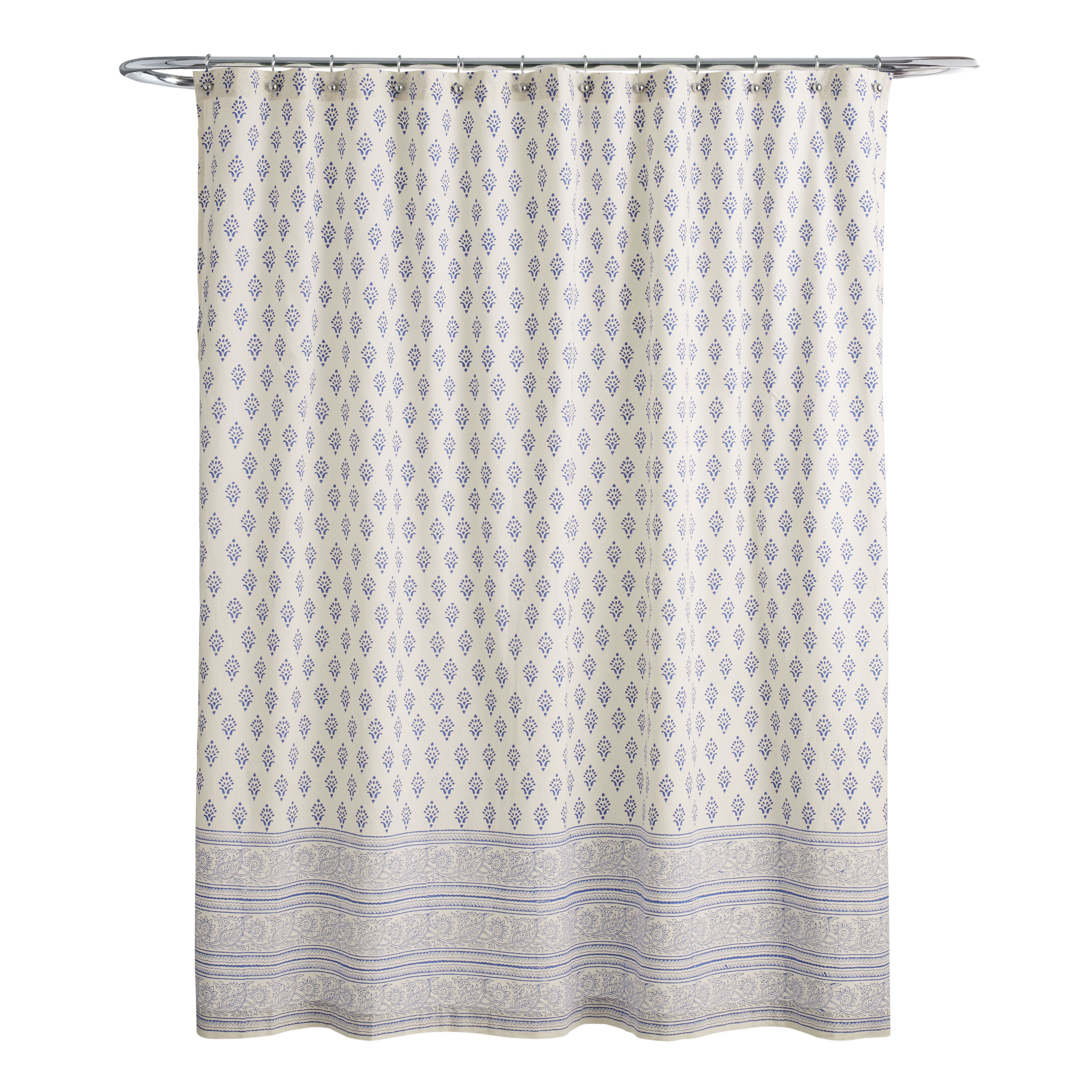 Chateau Blue And White Bhuti Block Print Shower Curtain | World Market