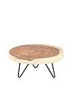 EAST at MAIN Aiden 9" Round Teak Iron Base Wooden Riser, Small, Tan, Brown, Black | Amazon (US)