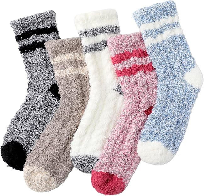 Clothclose Fuzzy Socks For Women, Womens Fuzzy Slipper Sock Super Soft Microfiber Fluffy Cozy Win... | Amazon (US)