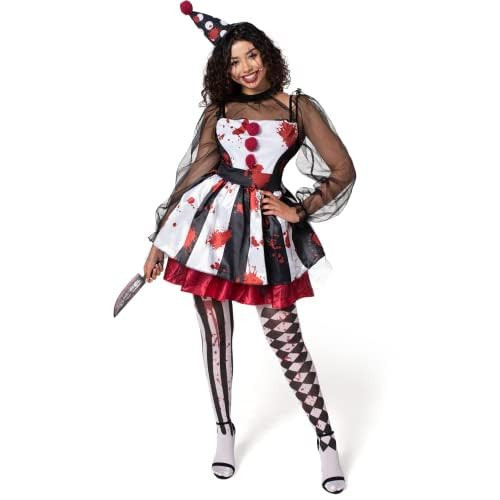 Spooktacular Creations Halloween Creepy Clown Costume Women, Scary Clown Costume for Women Halloween Dress Up Cosplay Party, Cosplay Theme Party (Medium) | Amazon (US)