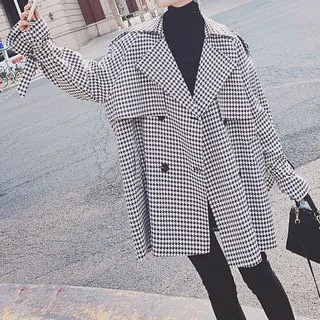 Double-Breasted Houndstooth Jacket | YesStyle Global