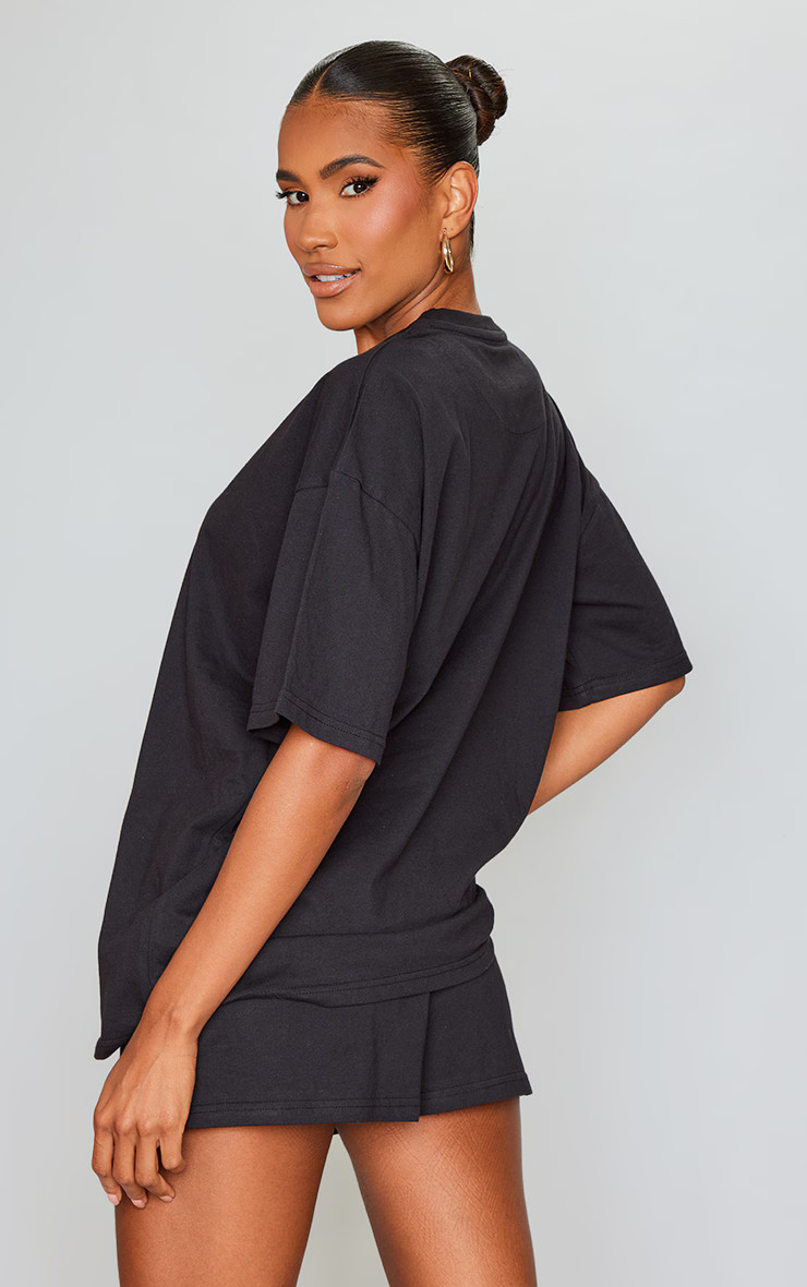 Black Cotton Oversized Boxy T-shirt | PrettyLittleThing UK