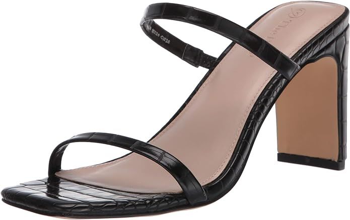 The Drop Women's Avery Square Toe Two Strap High Heeled Sandal, Black, 7 | Amazon (US)